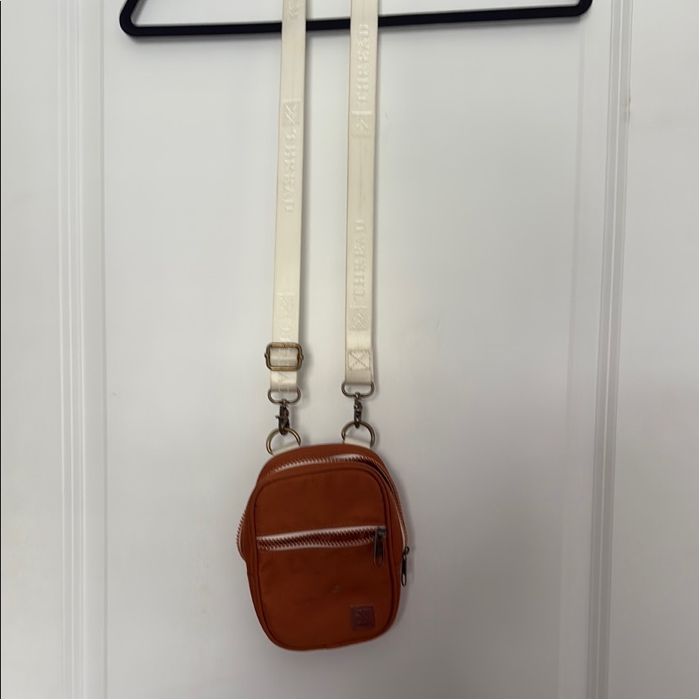 Orange Crossbody Bag with Cream Straps